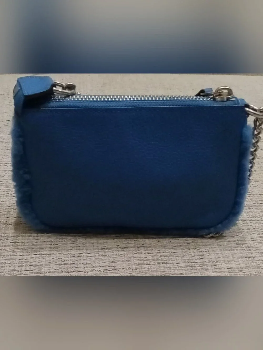 Coach Peacock Blue Fur Trim Mini